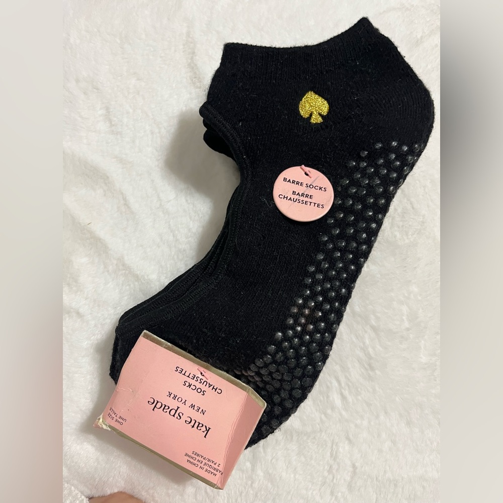 NWT 2 pairs Kate Spare Black Barre Socks